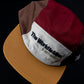 Brown, burgundy, and honey yellow "imagine that" 5ive Panel Hat with "The World Is Mine" on front 