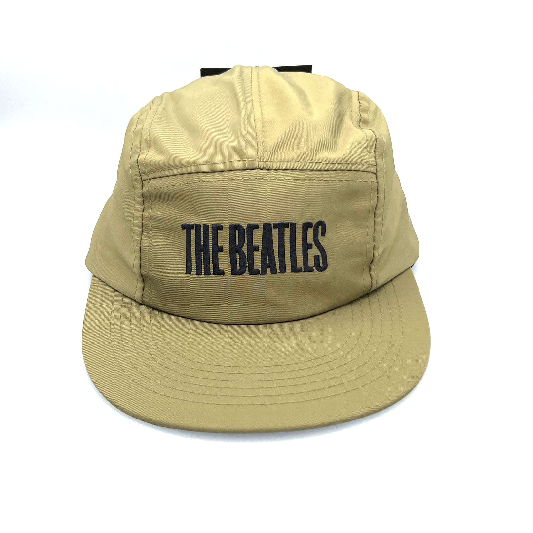 Army green Beatles 5 Panel Hat with "The Beatles" written on the front panel, white background. 