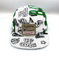 White and green Mitchell & Ness Larry Bird jersey upcycled to a 5-Panel Hat.