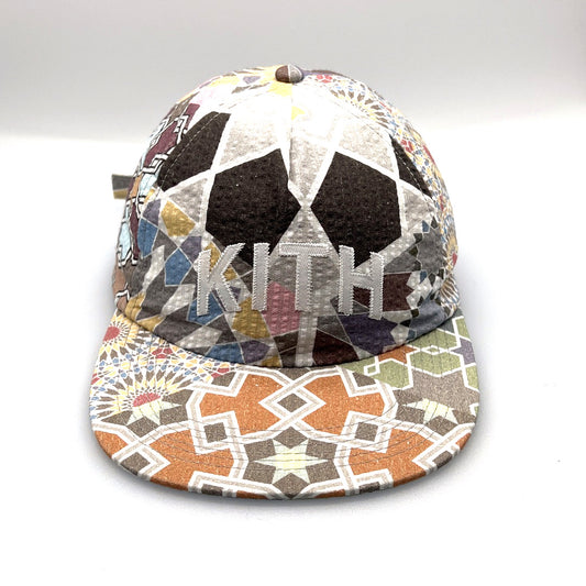 Multi-Colored Chic Tile KITH 5 Panel Hat Pattern with white KITH stitching logo on the front.