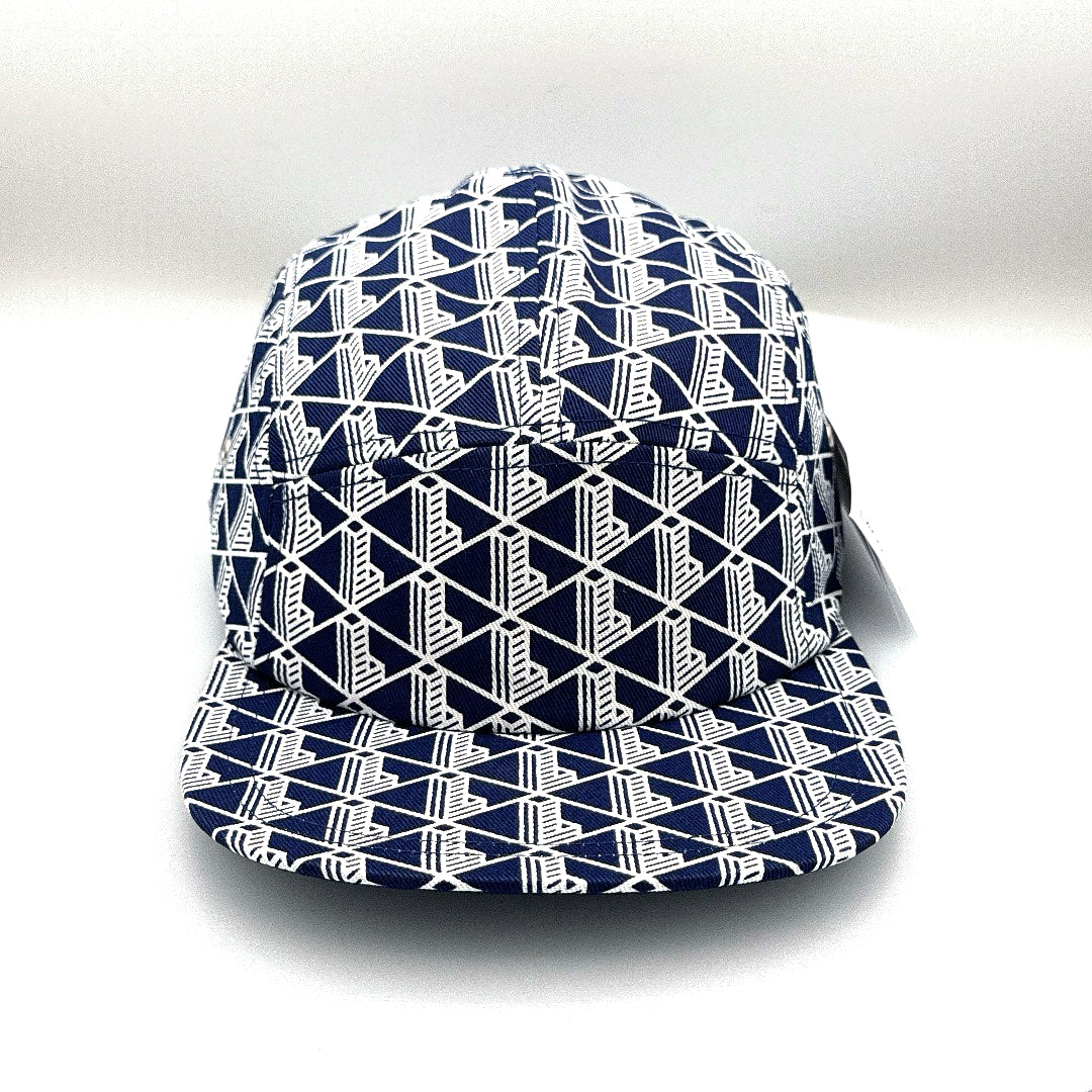 Blue and white Monogram Lacoste 5 Panel Hat, with white background.