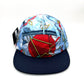 Nylon Navy, red and baby blue Paper Planes 5 Panel Hat, with a white background.