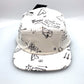 White and black sketch Paper Planes 5 Panel Hat, with a white background.