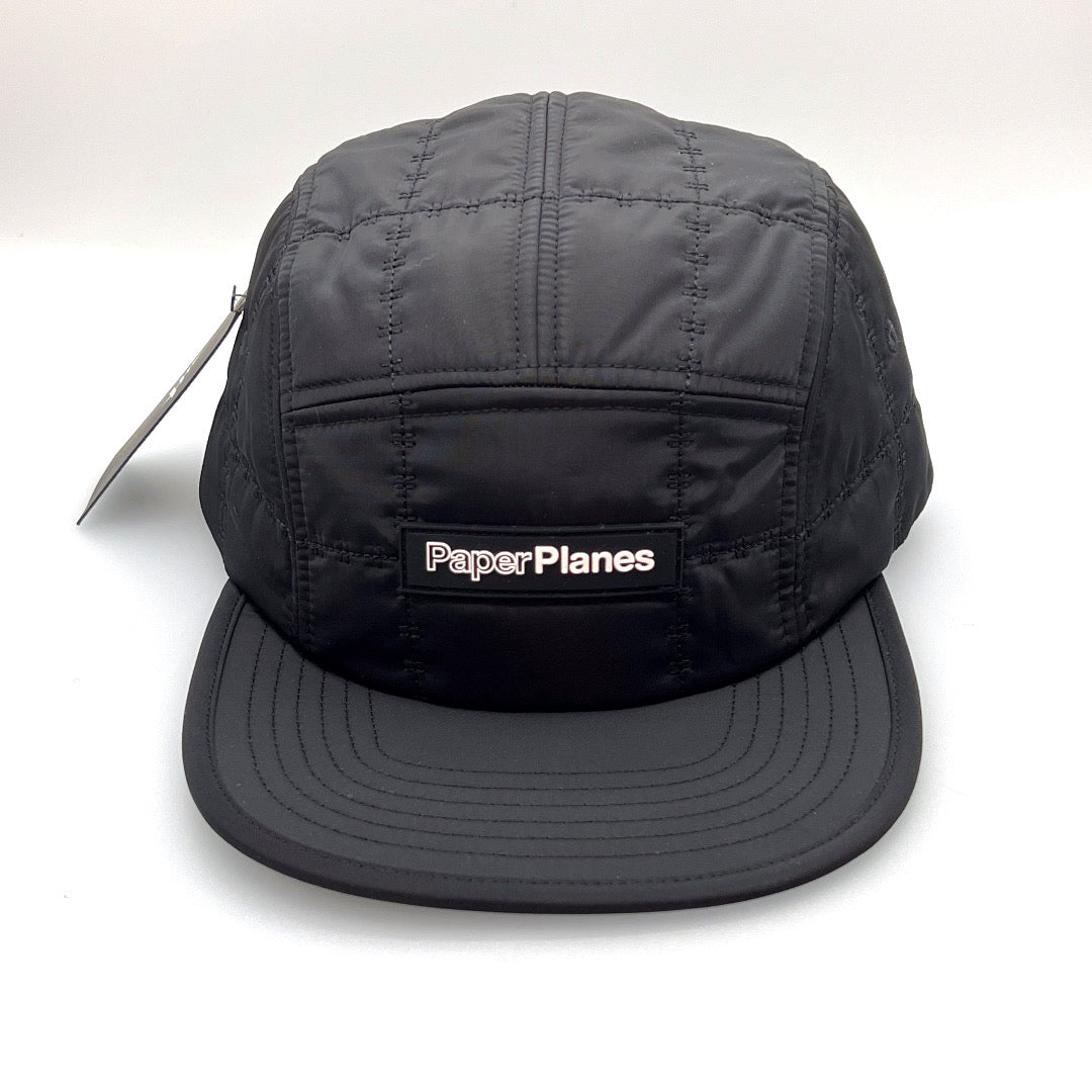 Stitch black Paper Planes 5 Panel Hat, with a white background.