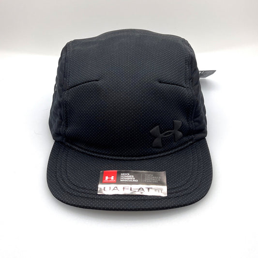 Black poka dots Under Armour 5 Panel Hat, with a white background.