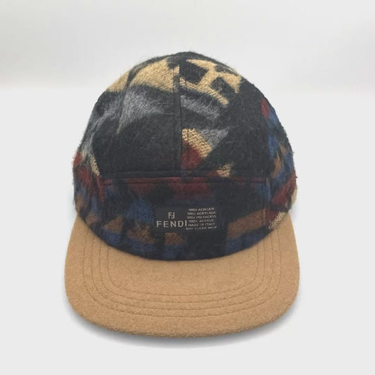 Fendi 5 Panel Hat Vintage Wool Pattern Scarf Pt1 "Upcycling"